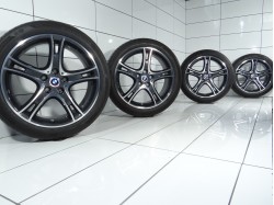 4x Koła 225 45 R18 95 Y BMW OE 5x112 57 Grafit Polerka